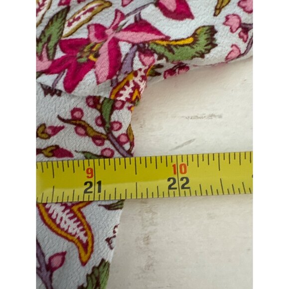 Loft Womens Blouse Sz L Pink Cropped Elastic Waist Long-Slv Cottage Ditzy Floral - Picture 5 of 9